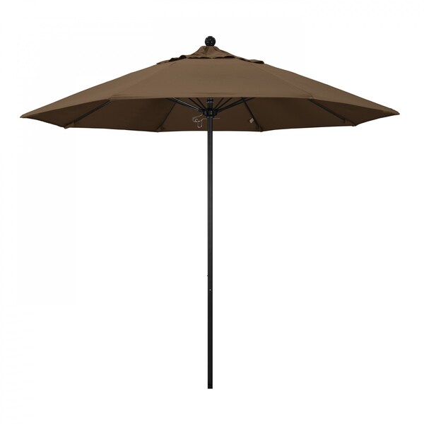 California Umbrella 9' Black Aluminum Market Patio Umbrella, Sunbrella Cocoa 194061335291 - main